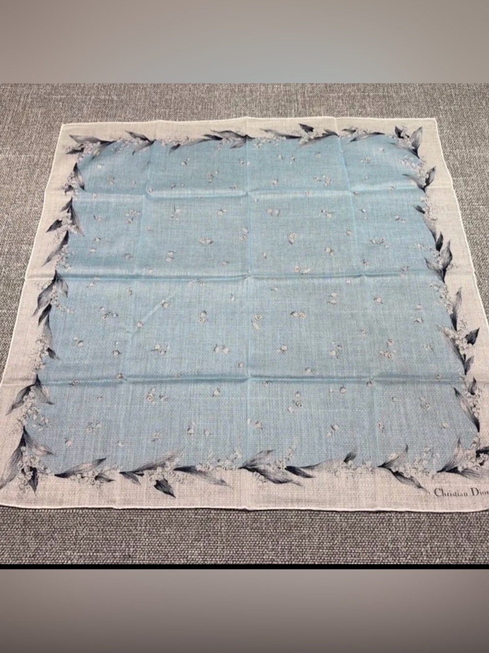 Christian Dior Blue Floral Scarf
